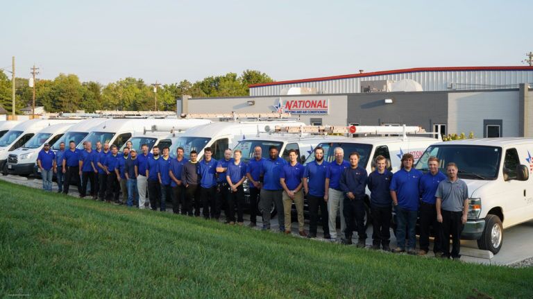 The National team lined up in front of their buidling