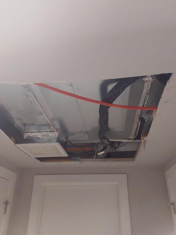 Cincinnati, OH - Completed commercial mini split system installation including SEZ-KD12NA4R1 indoor unit and SUZ-KA12NAHZ outdoor condenser with 454B refrigerant. Utilized crane to position outdoor unit on roof, installed line set with flush and pressure test to verify no refrigerant leaks, fabricated and installed sheet metal supply and return connections, and installed electrical disconnect with fuses, whip, and pad. System was properly charged to manufacturer specifications, all work performed under permit, and existing equipment was disposed of per EPA regulations.